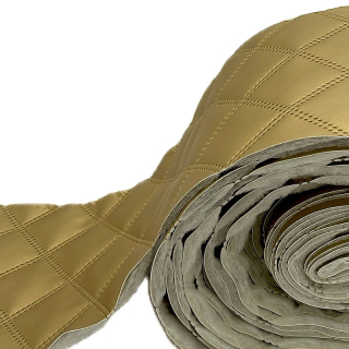 AKCE sleva 33% KZB04 Koženka zbytek 100x25cm koženka 7x7cm čtverce zlatá na vatelínu
